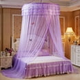 thumbnail image 3 of Mosquitera de encaje estilo princesa con forma de princesa y dosel redondo transpirable para cama (morado), 3 of 8