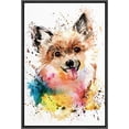 thumbnail image 3 of PixonSign Framed Canvas Print Wall Art Watercolor Splash Pomeranian Animals Wilderness Illustrations Modern Art Rustic Landscape Expressive Multicolor for Living Room, Bedroom, Office - 24"x36" Black, 3 of 5
