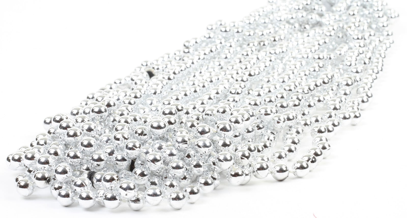 Mardi Gras Plastic Bead Necklaces for Birthday Favors and Decorations, Metallic Silver Gray, 24-Pack