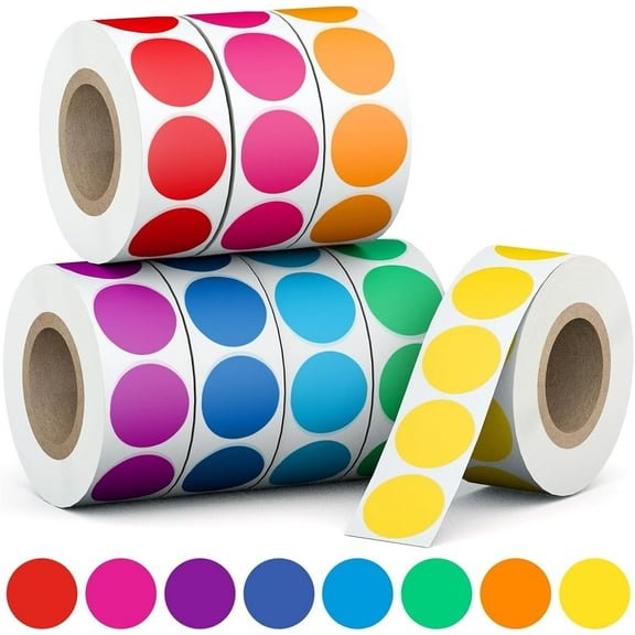 Tutuviw 4000 Pcs Colored Dot Garage Sale Stickers,Color Coding Labels,Yards Sale Price Stickers for Toddlers Office,Classroom,Bright Color Coding Stickers Dots(8 Rolls,500 Labels/Roll)