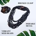 thumbnail image 3 of Handmade Seed Bead Necklace & Bracelet Set - Blue Green Boho Jewelry - Layered Multi Strand Beaded Statement Jewelry w/ Wooden Clasp - Necklace  18"  Bracelet Christmas Gifts, 3 of 7