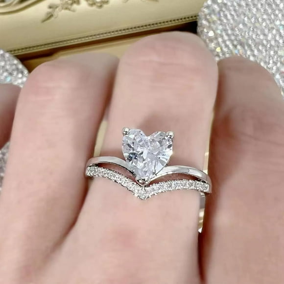Fridja Clearance Heart Shaped Zirconia Diamond Ring Proposal Engagement Ring Fashion Fine Jewelry for New Home