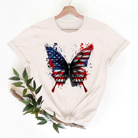 Vetsdori Patriotic T Shirts for Women USA Years Anniversary Summer Pullover Red White and Blue July 4th,Short Sleeve Casual Graphic Independence Day Womens Tops Fashion
