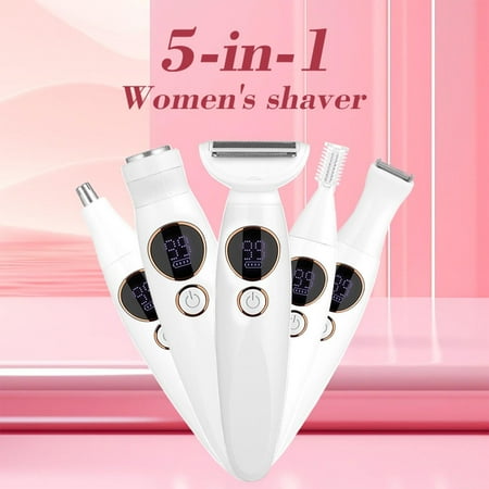 Fufafayo under  Women s Epilator 5 in 1 Women s Epilator Waterproof Hair Removal Device with Type C Charging Digital Display Epilator for Smooth Skin Multi Function Personal Care Tool