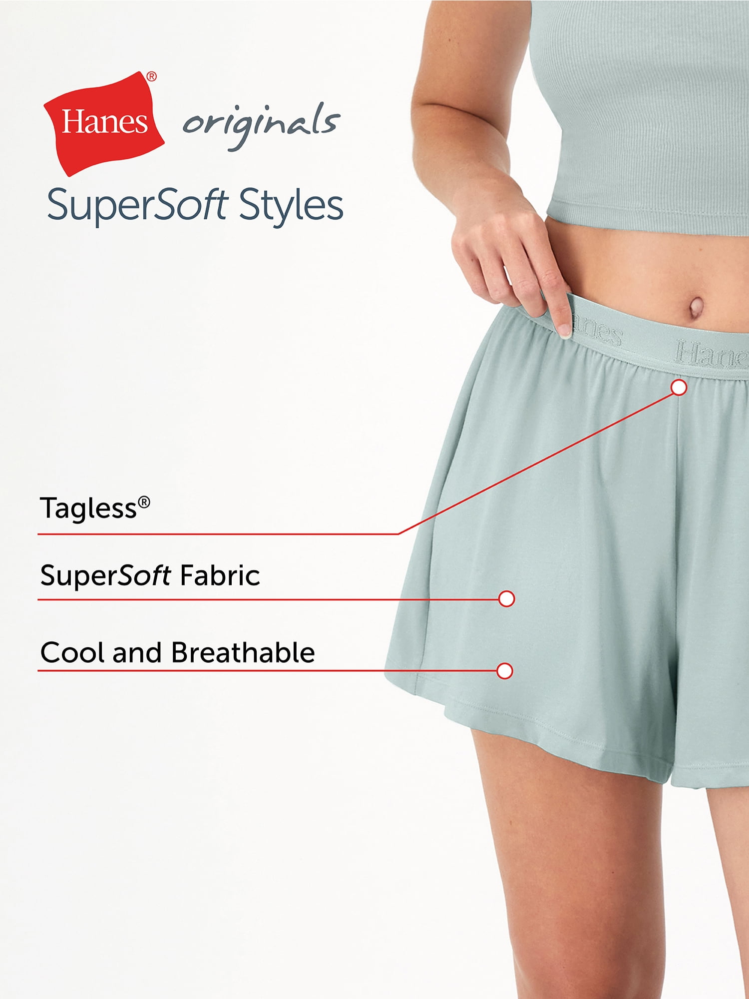 Hanes Originals Women's SuperSoft Comfywear Sleep Shorts, Sizes XS to 2X