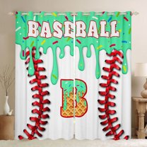 Manfei Personalized Initial B Blackout Curtains Set of 2 (52x84 Each) for Boys Girls Teens,Sport Baseball Print Window Curtains,Abstract Splash Curtains and Drapes,Luxury Bedroom Decor