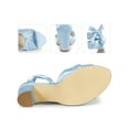 thumbnail image 4 of BLISSFUL STEP Satin Open Toe Lace Up Block Heels Sandals for Women Light Blue 6, 4 of 7