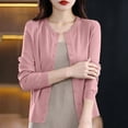 thumbnail image 5 of QIYAGBSA Cardigan Sweater for Women Round Neck Button Front Long Sleeve Stretch Knit Lightweight for Office and Daily Wear (Pink L), 5 of 6