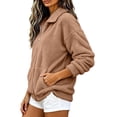 thumbnail image 4 of Enjoytime Fleece Jacket Women Collared Long Sleeve Zip Up Coat Fall Winter Warm Cozy Casual Plus Size Clothes with Pocket, 4 of 8