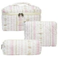 thumbnail image 3 of Cosmetic Bag Floral Travel Organizer Three Piece Vertical Pouch For Girls Toiletry Storage Large Capacity Handy, 3 of 3