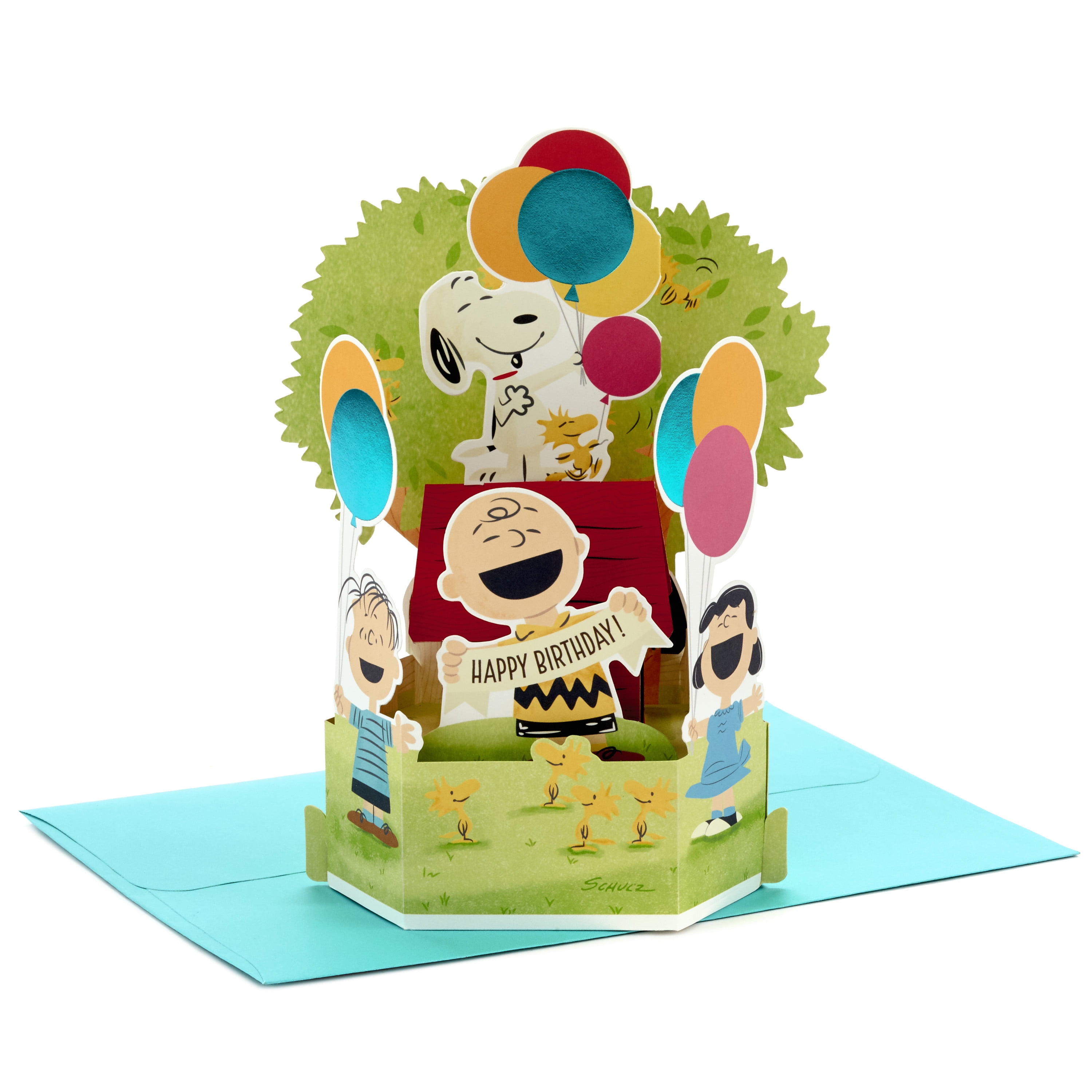 Hallmark Birthday Card by Signature ~ 3D Snoopy Peanuts Charlie Brown Party 