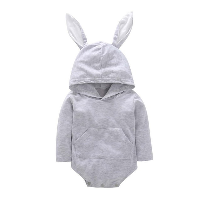 DPTALR Toddler Boys And Girls Spring Easter Rabbit Ears Long-sleeved Jumpsuit Baby Romper Clothing