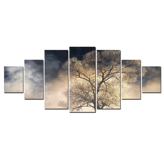 Startonight Huge Canvas Wall Art Mysterious Tree Theme, Framed Artwork Modern Wall Art Set of 7 Panels Total 39.37 x 94.49 inch