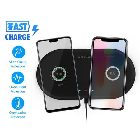 Dual Wireless Charging Pad, Double Qi Fast Charger Station  for Two Phones Compatible With Samsung Galaxy Note 9/Note 8/S9/S9 Plus/S8/S8 Plus/S7/S7 (Best Dual Wireless Charging Pad)