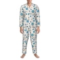 thumbnail image 3 of Susaid Rose Flowers Print Men's Long Sleeve Pajama Set, Two-Piece Button-Down Loungewear PJs Set, Comfortable Sleepwear for Relaxation-Medium, 3 of 7
