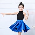 thumbnail image 3 of GYRATEDREAM Girls Latin Dance Mini Skirt Ballroom Salsa Rumba Training Skirt Skater Costume Ruffle Swing Skirt Pleated Practice Dress for 13-14Y Blue, 3 of 7