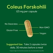 Coleus Forskohlii 125 mg - 20% Forskolin (120 Vegetarian Capsules) - Made with Forslean the only Forskolin ingredient backed by Clinical Studies.