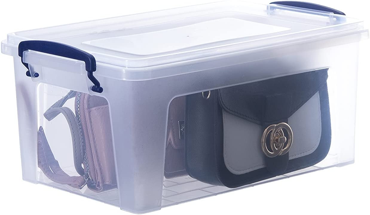 WYT 9 Quart Clear Storage Latch Bins with Lids/Handle, Plastic Clear Stackable Box, 9-Liter (2 Pack)