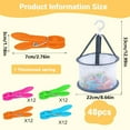 thumbnail image 6 of 48 Pcs Clothes Pegs,Plastic Clothes Pins Heavy Duty Outdoor for Hanging Clothes,Colored Clothespins Clips with Mesh Clothes pin Bag,Crafts Picture Clips Food Package Clips, 6 of 7