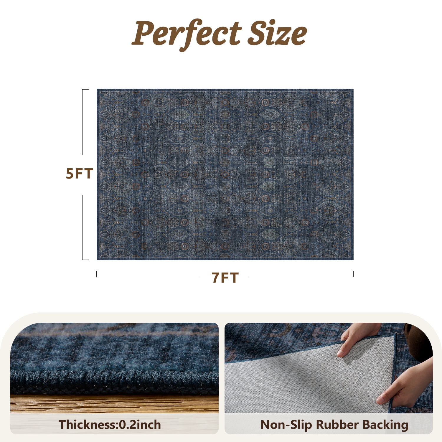 SIXHOME 8'x10' Area Rugs for Living Room Modern Area Rugs Machine Washable Rugs Blue
