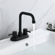 HOMELODY Dorset 4" Centerset 2-Handle High-Arc Bathroom Faucet In Matt Black Spot Resist