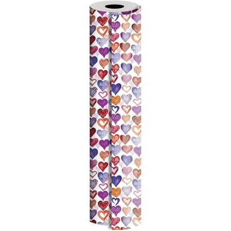 JAM Paper Industrial Bulk Wrapping Paper, 1/Pack, Lovely Lovely Hearts Gift Wrap, 2082.5 Sq Ft (Full Ream)