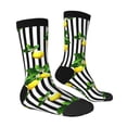 thumbnail image 3 of Uemuo Lemons on Striped Pattern Women's Crew Socks, Soft Durable Breathable Moisture-Wicking with Odor Control Cotton socks, 3 of 9