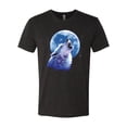 thumbnail image 2 of Wolf Howling at the Moon | Mens Animal Lover Premium Tri Blend T-Shirt, Vintage Black, Medium, 2 of 3