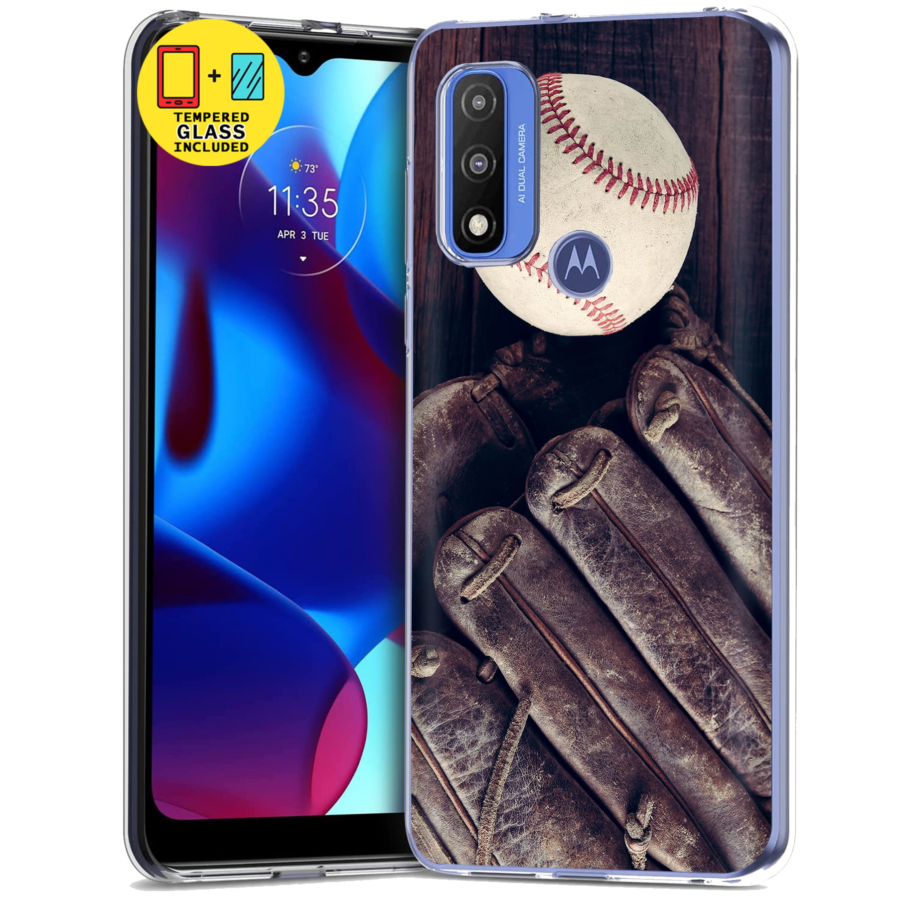 TalkingCase Slim Case for Samsung Galaxy A13 Light Weight,Flexible,Anti-Scratch,USA Glass Screen Protector Incl Baseball Glove 1 Print