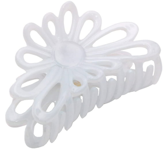 Parcelona French Plume Medium 3" Celluloid Acetate Hair Claw for Women and Girls (SolidWhite)