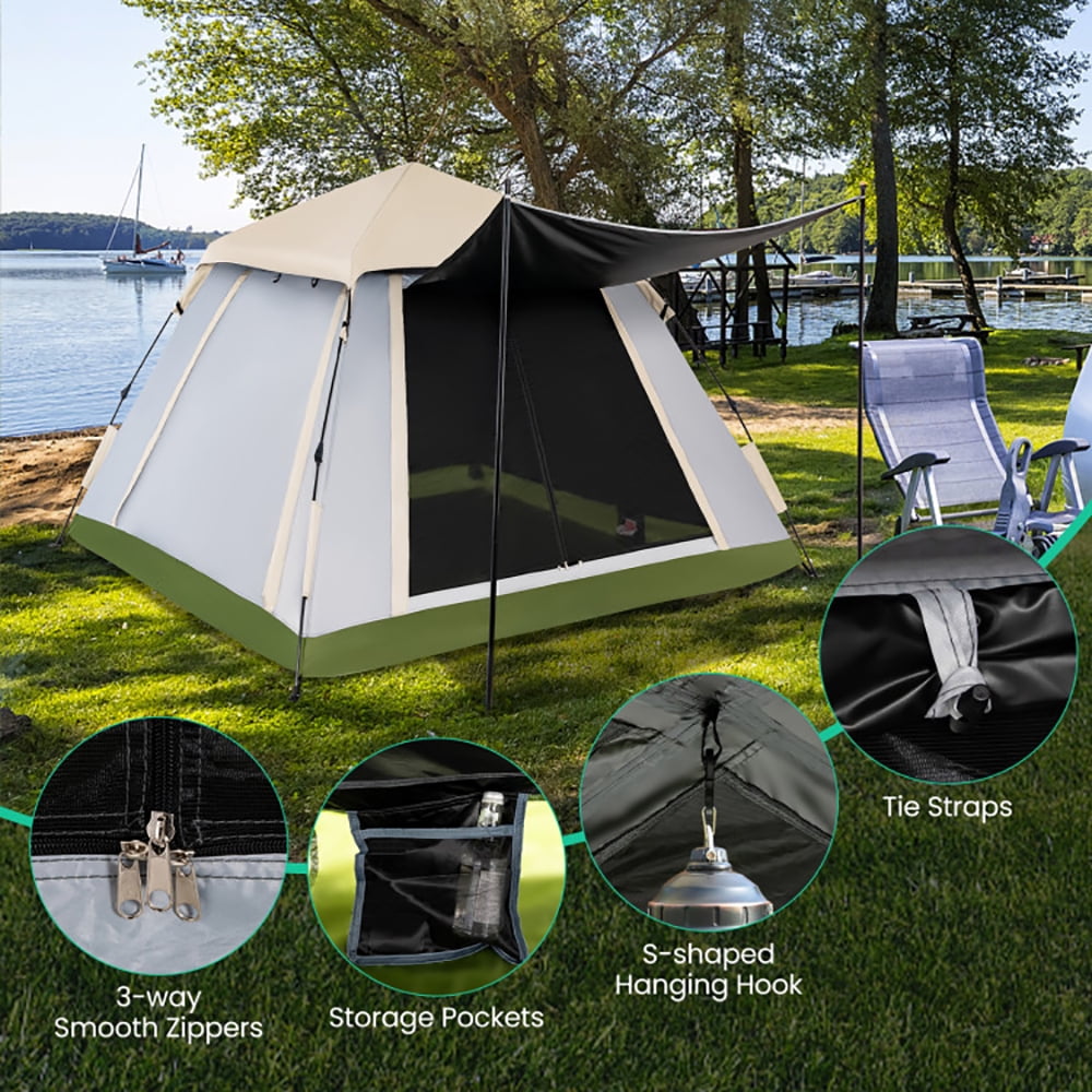 Aimee Lii 2-4 Person Instant Pop-up Camping Tent with Removable Rainfly, Oversize Privacy Tent, Easy Set Up Privacy Shelter