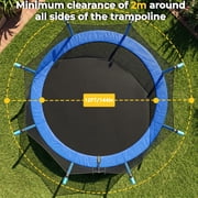 Mersco 12FT/14FT Kids Trampoline, ASTM Certified Heavy Duty Outdoor Trampoline with Safety Enclosure Net and Ladder for Backyard Family Fun, Pumpkin Trampoline SPACE