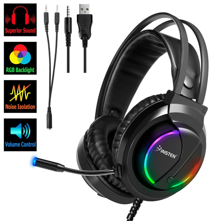 PS5 PS4 PC Xbox Nintendo Compatible Over Ear RGB Gaming Headset with 40mm Driver Mic Walmart