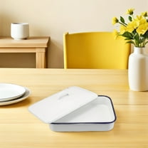 AURARMLET Rectangular Enamelware Roasting Pan with Lid for Moisture Locking and Flavorful Cooking