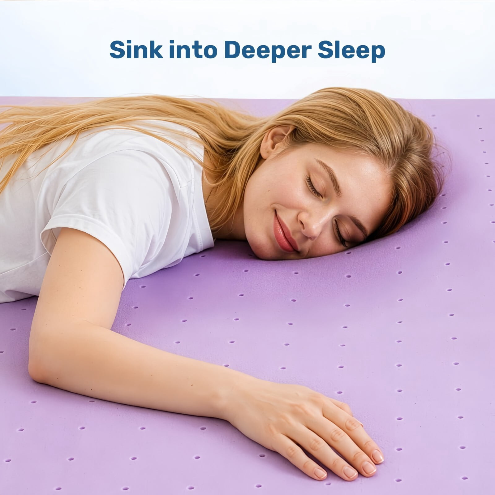 Kelno Queen Size Mattress Topper 2IN Cooling Gel Memory Foam Ventilated Breathable Bed Topper for Pressure Relief, Purple