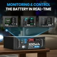 thumbnail image 3 of 48V 100AH Lithium LiFePO4 Battery, Built-in 100A BMS, with Touchable Smart Display & Mobile APP, Max. 4800W Power Output, 5000+ Cycles, Perfect for Solar System &Off-Grid Applications, 3 of 8