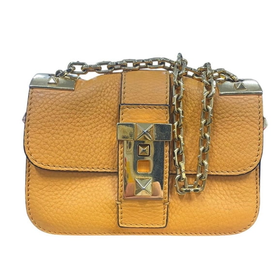 Pre-Owned Valentino Garavani Women's Orange Leather Shoulder Bag Z7858 (Good)