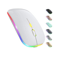 thumbnail image 1 of LEDWireless Mouse, Rechargeable Ultra-Thin Silent Mouse 2.4g Portable Mobile Optical Office Mouse With USB Receiver, 3 Adjustable Dpi, Suitable For Notebooks, PC, Notebooks, Computers, Macbook (White), 1 of 6