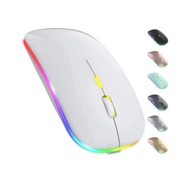LEDWireless Mouse, Rechargeable Ultra-Thin Silent Mouse 2.4g Portable Mobile Optical Office Mouse With USB Receiver, 3 Adjustable Dpi, Suitable For Notebooks, PC, Notebooks, Computers, Macbook (White)