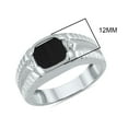 thumbnail image 3 of SZUL Women's Men's Ridged Onyx and Diamond Ring in 10K White Gold, 3 of 5