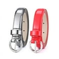 thumbnail image 2 of RISANTRY Women's Red and Grey Patent Leather Thin Belts, Skinny Belt for Jeans, 2-Pack, 2 of 6