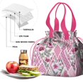 thumbnail image 4 of Pioneer Flower Floral Print Pattern Drawstring Lunch Bag Women - Drawstring Lunch Bag Insulated for Work Office - Stain-Resistant Large Lunchbags for Women with Multi-Pockets, 4 of 6