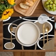 thumbnail image 4 of Black Brown Placemats Set of 12, White Circle Modern Minimalist Geometric Placemats for Dining Table, Place Mats for Kitchen Tabletop, Waterproof Wipeable Dining Table Mats Set, 4 of 9