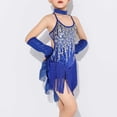 thumbnail image 6 of XXWXYD Girls Sequin Tassel Dress Latin Dance Skirt Sparkling Ballet Tan𝑔o Dancewear 5-14 Years Competition Performance Stage Costum𝖾 Glittery, 6 of 9