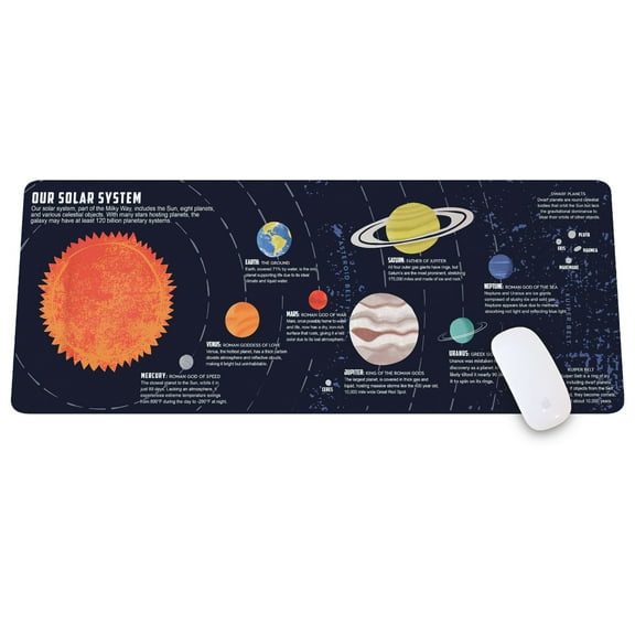Solar System Mouse Pad – Large Gaming Desk Mat, Space Lover Gift, Astronomical Cheat Sheet, and Cosmic Desk Accessory for Science Enthusiasts