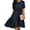 Dark Blue, variant on Women Crew Neck Short Puff Sleeve Ruffled Keyhole Back Midi Dress