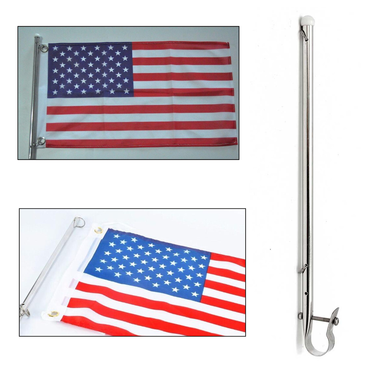 Stainless Steel Rail Mount Flag Pole For Boat Or Kayak – 15-3/16 Inch – Durable