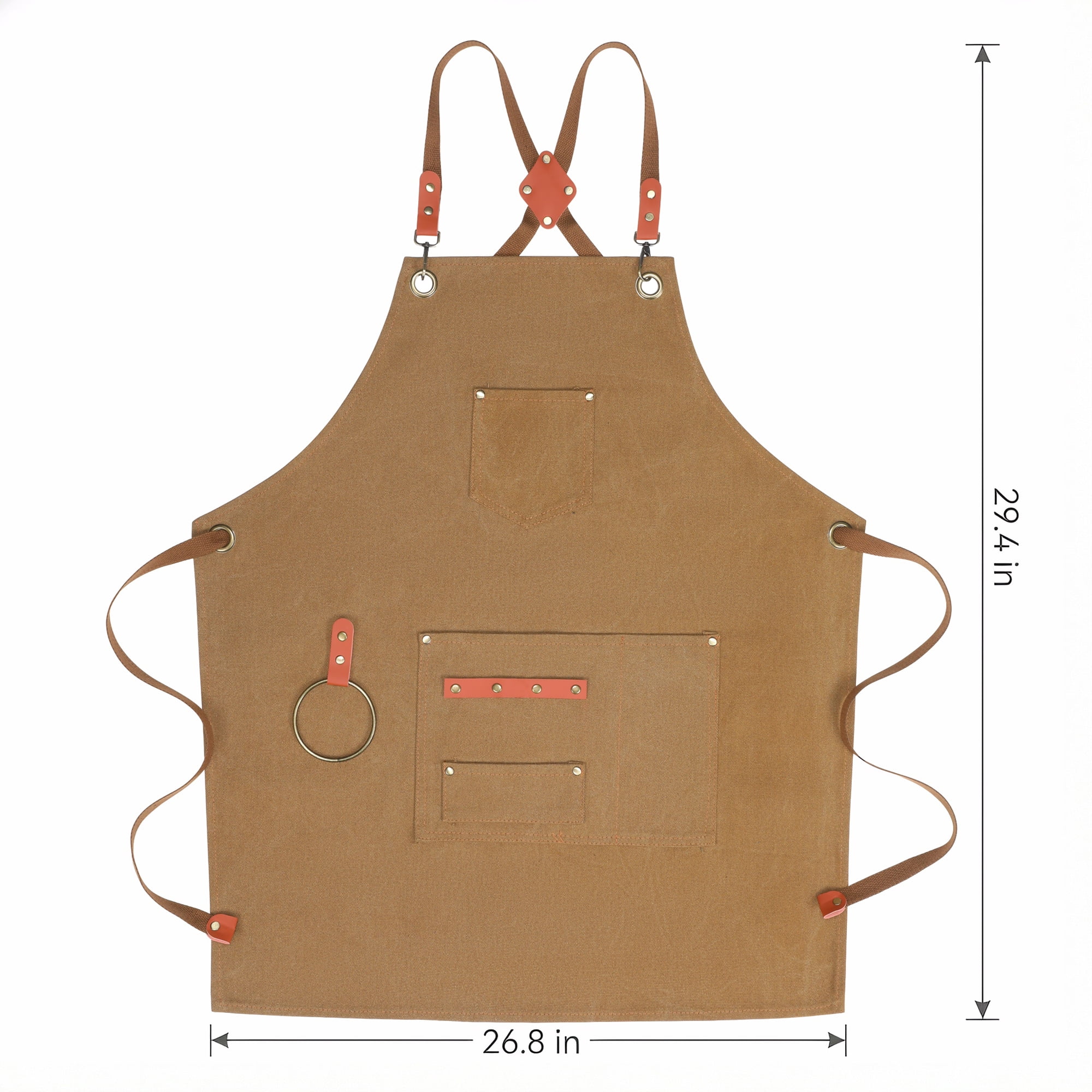 Unique Bargains Adjustable Cooking Apron with Pockets for Home and Kitchen Camel