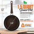 thumbnail image 4 of NutriChef Sauce Pot with Lid - Long Lasting Non-Stick High-Qualified Kitchen Cookware with See-Through Tempered Glass Lids, 1.5 Quart (Works with Models: NCCW14SBR & NCCW20SBR) - NCCW14SBR1SP, 4 of 5