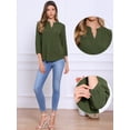 thumbnail image 2 of DARING DIVA Women's Stylish 3/4 Sleeve Elbow Sleeve Blouse XS Army Green, 2 of 6